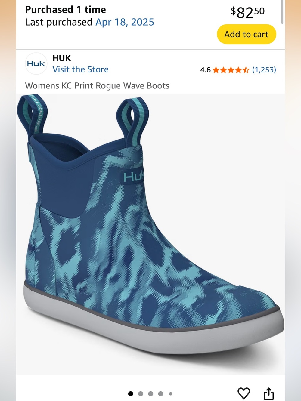 Huk Women’s Blue Wave Slip-On Rain Boots